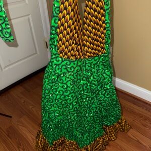 Vibrant Green and Yellow Patterned Dress